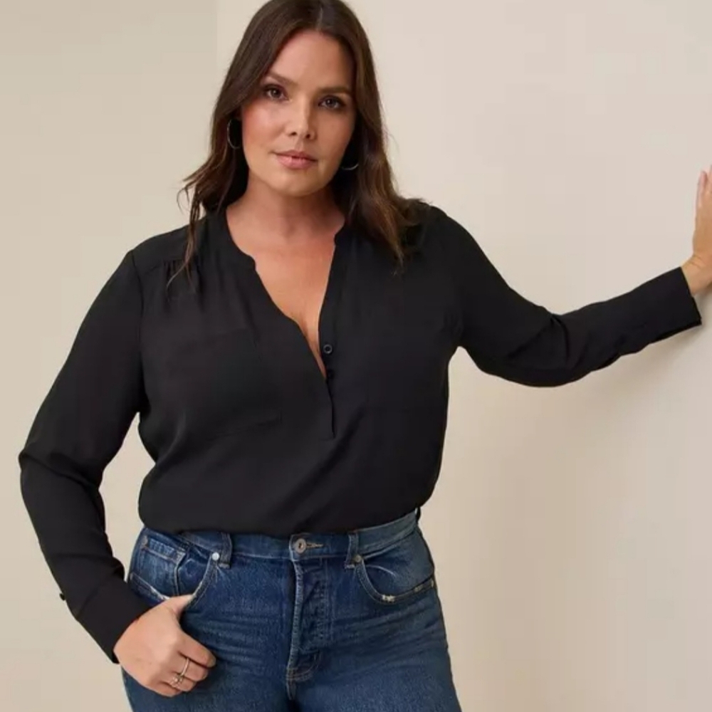 Torrid Harper Georgette Pullover Long Sleeve Blouse